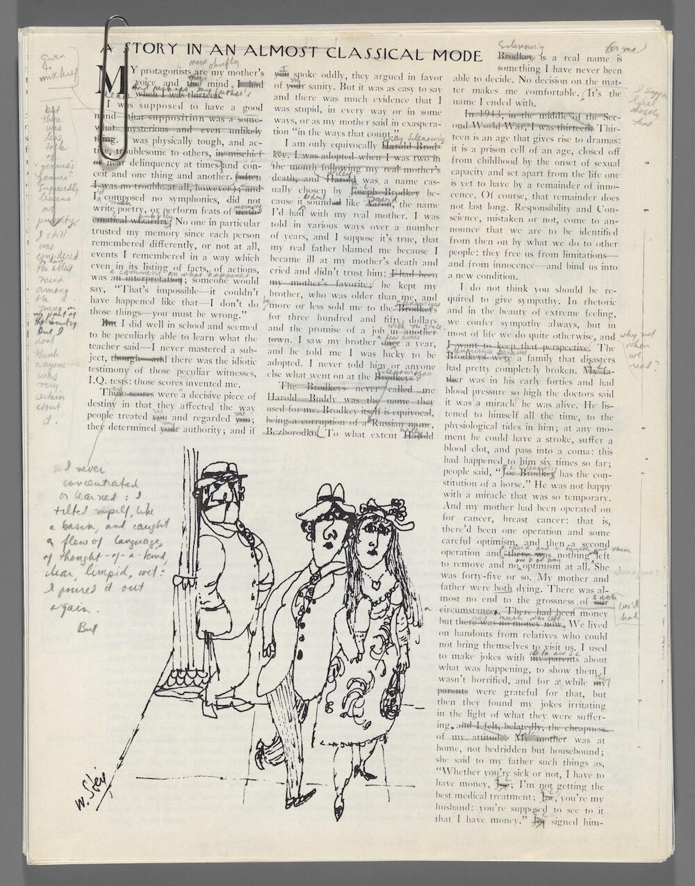 Brodkey's short story photocopied from the New Yorker and heavily annotated