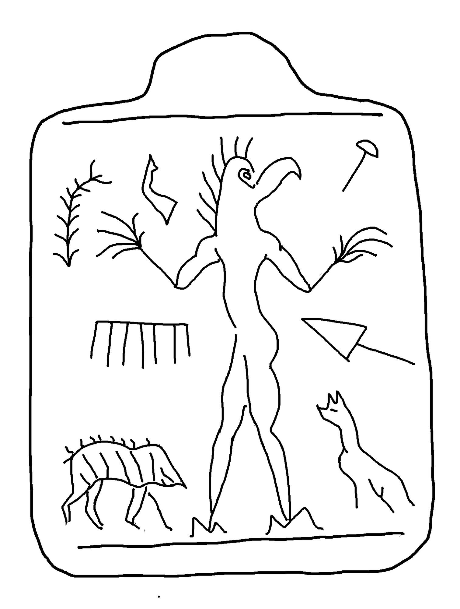 Hand drawing of the Lamashtu amulet incisions