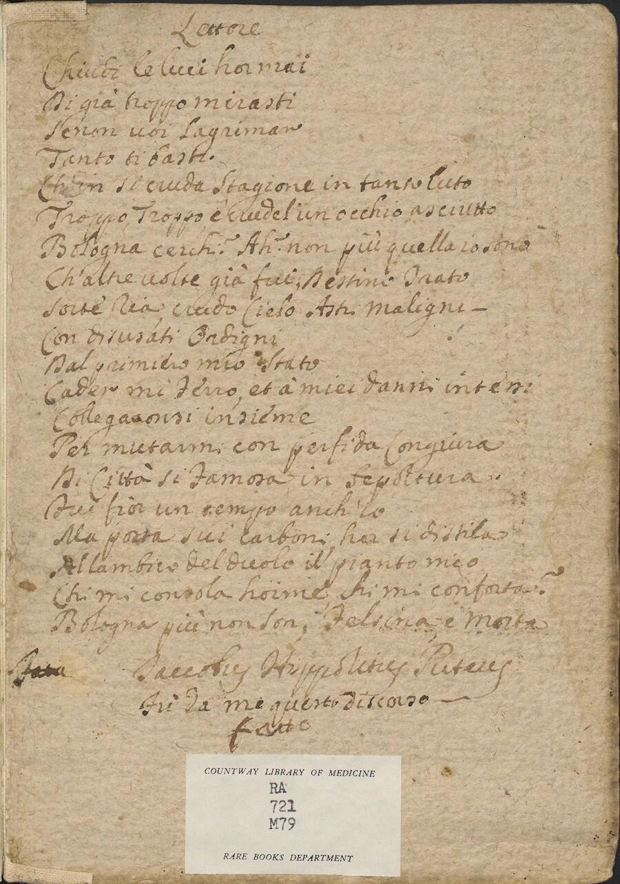 Inside back cover with handwritten poem